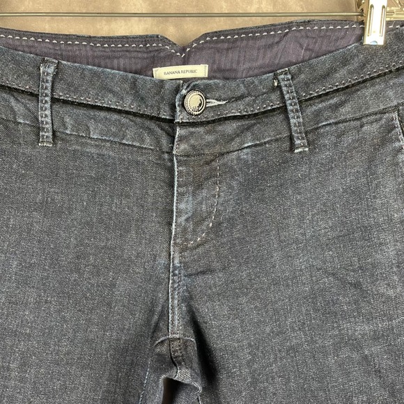 Y2K Banana Republic Jeans 6 Dark Denim Velvet Trim Classic Wide Leg Low Rise EUC - Picture 6 of 10